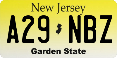 NJ license plate A29NBZ