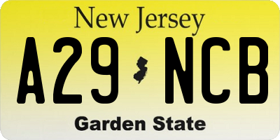 NJ license plate A29NCB