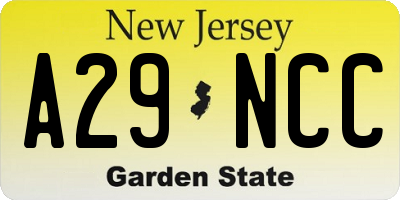 NJ license plate A29NCC