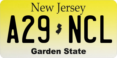 NJ license plate A29NCL