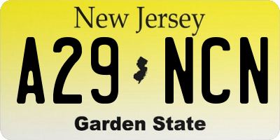 NJ license plate A29NCN