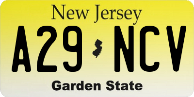 NJ license plate A29NCV