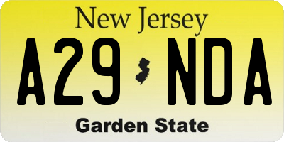 NJ license plate A29NDA
