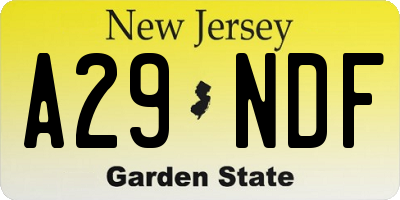 NJ license plate A29NDF
