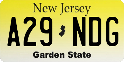 NJ license plate A29NDG