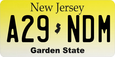 NJ license plate A29NDM