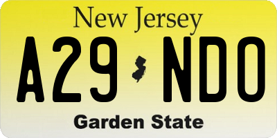 NJ license plate A29NDO