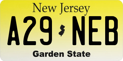 NJ license plate A29NEB