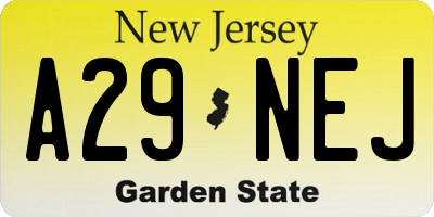 NJ license plate A29NEJ