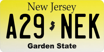 NJ license plate A29NEK