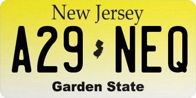 NJ license plate A29NEQ