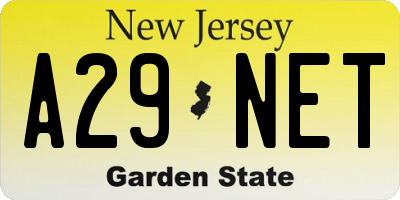 NJ license plate A29NET