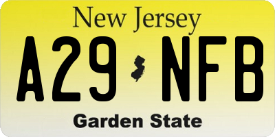NJ license plate A29NFB