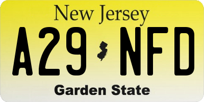NJ license plate A29NFD