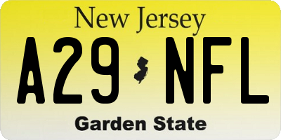 NJ license plate A29NFL