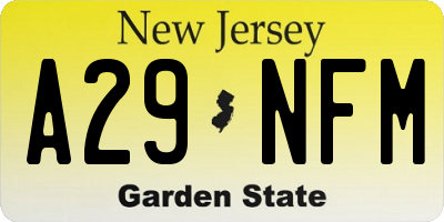 NJ license plate A29NFM