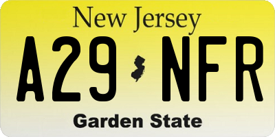 NJ license plate A29NFR