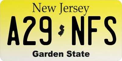 NJ license plate A29NFS