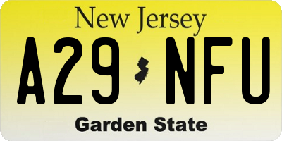 NJ license plate A29NFU