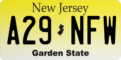 NJ license plate A29NFW