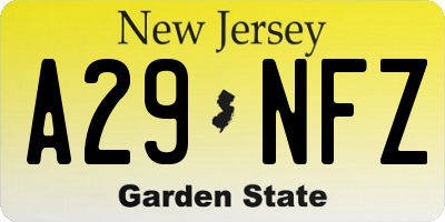 NJ license plate A29NFZ