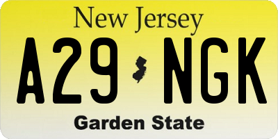 NJ license plate A29NGK
