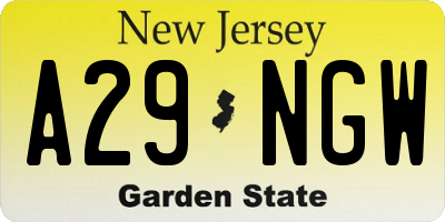 NJ license plate A29NGW