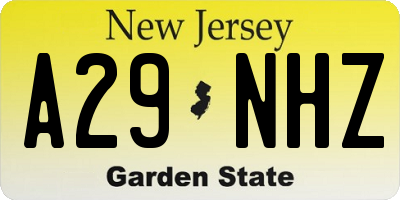 NJ license plate A29NHZ