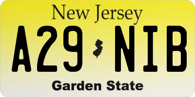 NJ license plate A29NIB