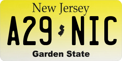 NJ license plate A29NIC