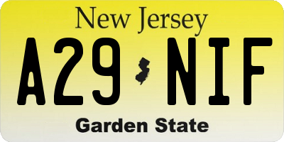 NJ license plate A29NIF