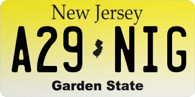 NJ license plate A29NIG