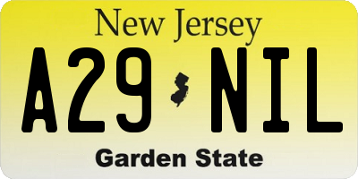 NJ license plate A29NIL