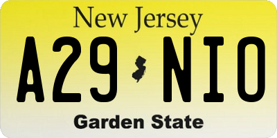 NJ license plate A29NIO