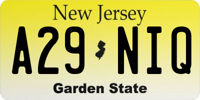 NJ license plate A29NIQ