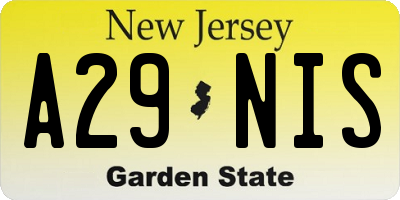 NJ license plate A29NIS