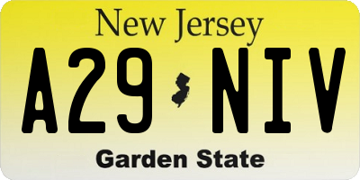NJ license plate A29NIV