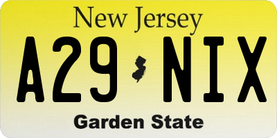 NJ license plate A29NIX