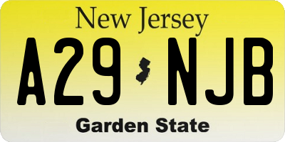 NJ license plate A29NJB