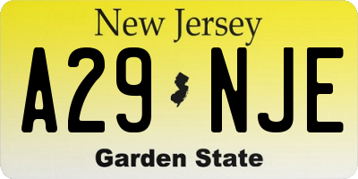 NJ license plate A29NJE