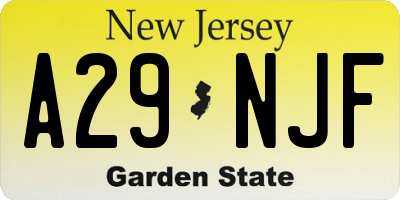 NJ license plate A29NJF
