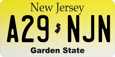 NJ license plate A29NJN