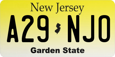 NJ license plate A29NJO