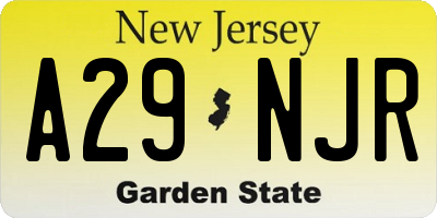 NJ license plate A29NJR