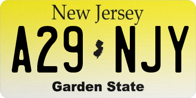 NJ license plate A29NJY
