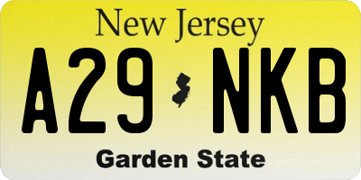 NJ license plate A29NKB
