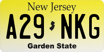 NJ license plate A29NKG