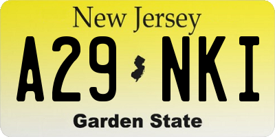 NJ license plate A29NKI