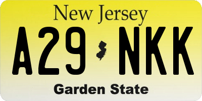 NJ license plate A29NKK