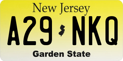 NJ license plate A29NKQ